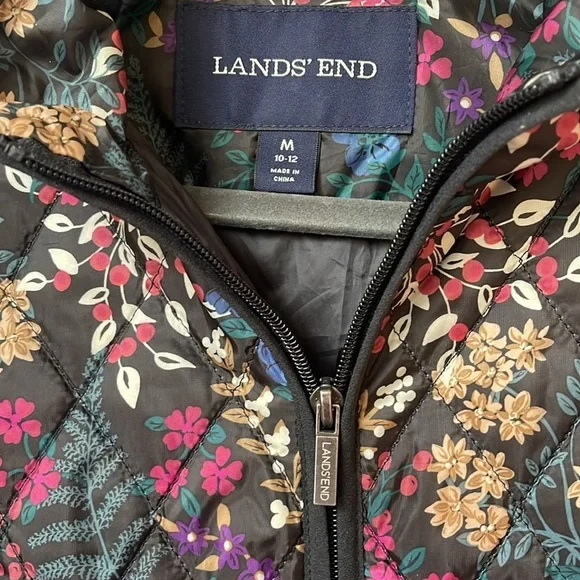 Lands' End Floral Quilted Women's Jacket Coat Puffer - Picture 2 of 5